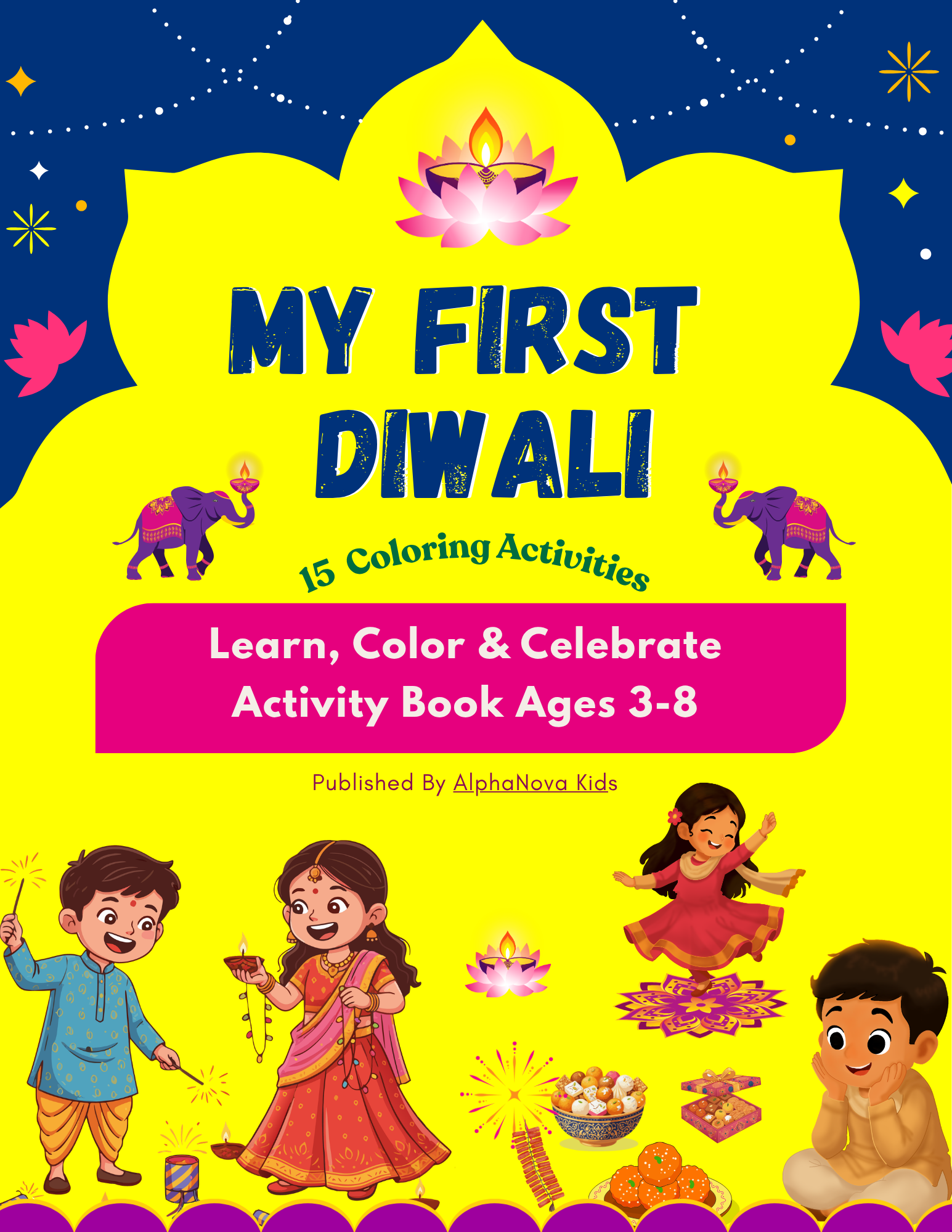 My First Diwali – Learn, Color & Celebrate | Printable Activity Book (Ages 3–8)
