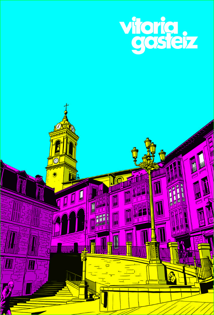San Francisco azul, amarillo y fucsia