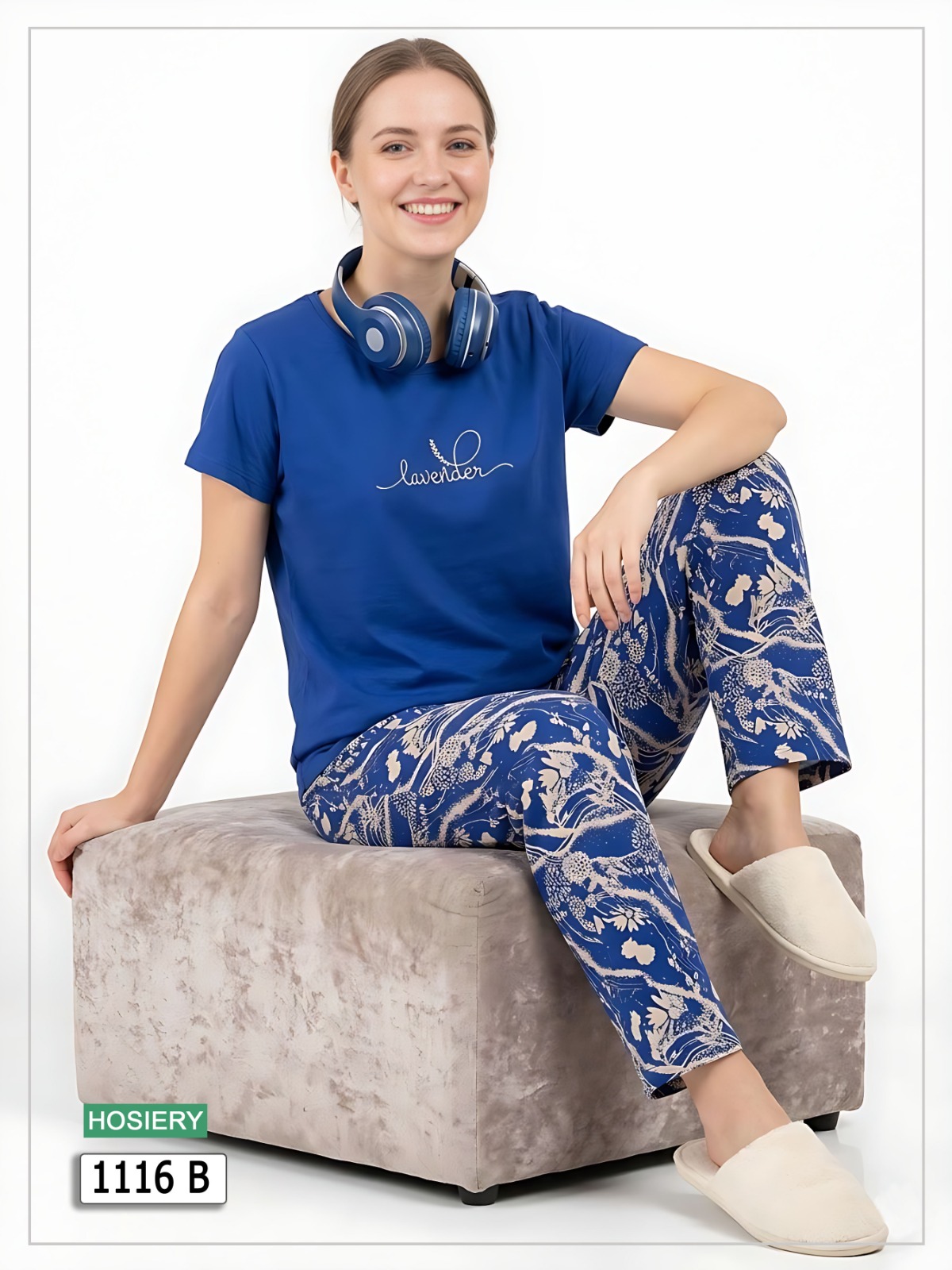 Blue Printed Loungewear Set