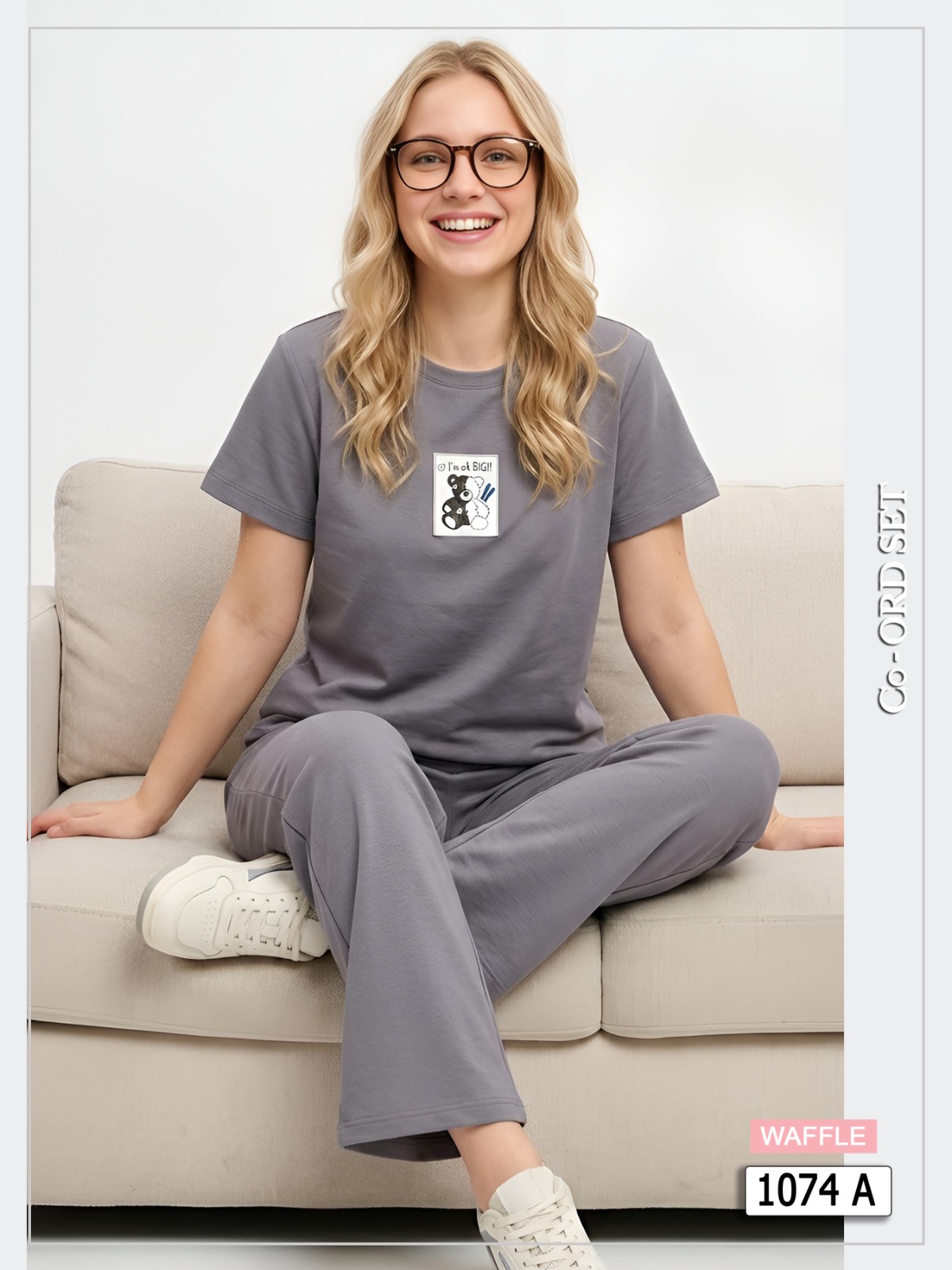 Women's Grey Cotton Lounge Set