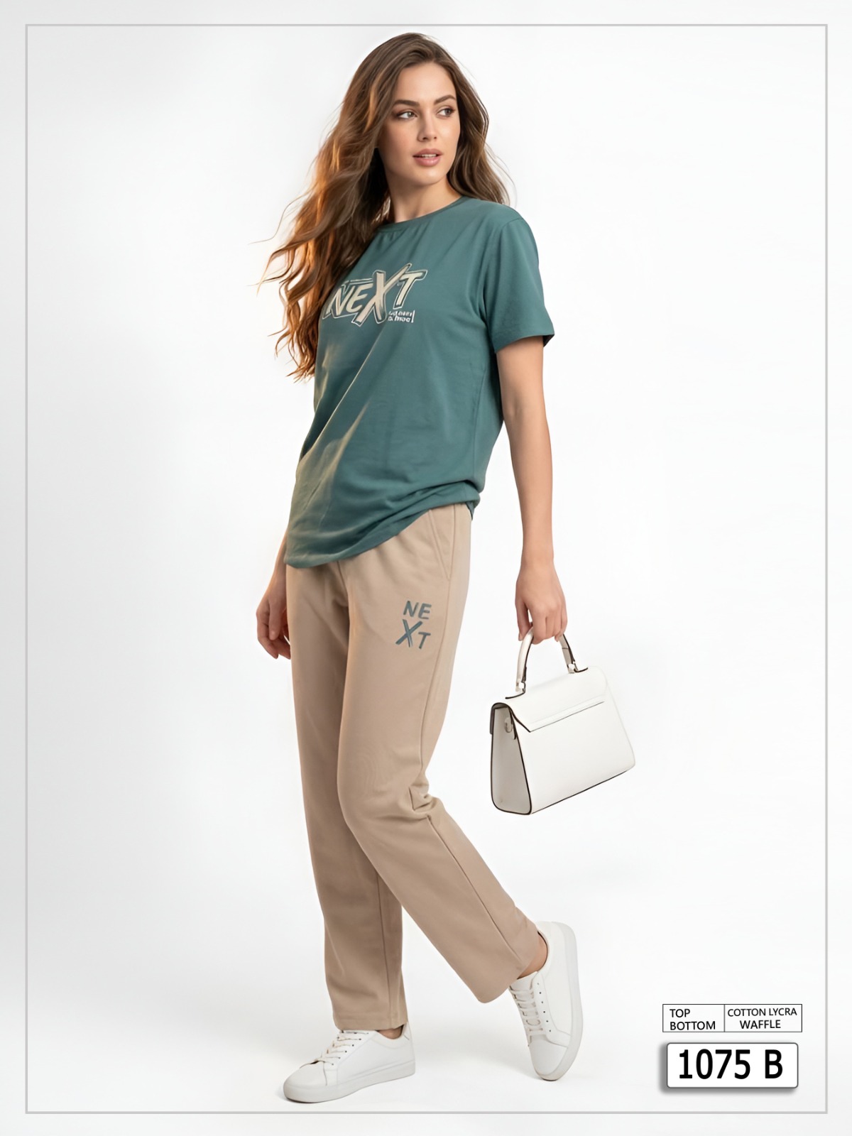 Casual Teal NEXT T-Shirt & Beige Pants Set