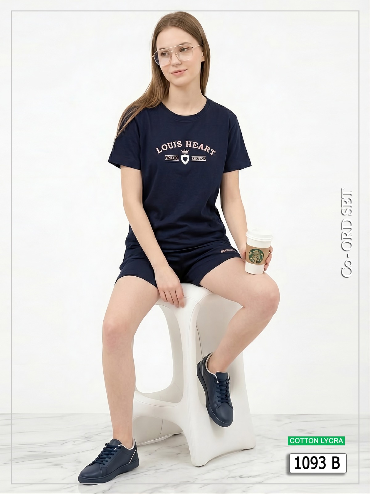 Louis Heart Navy Blue Co-Ord Set