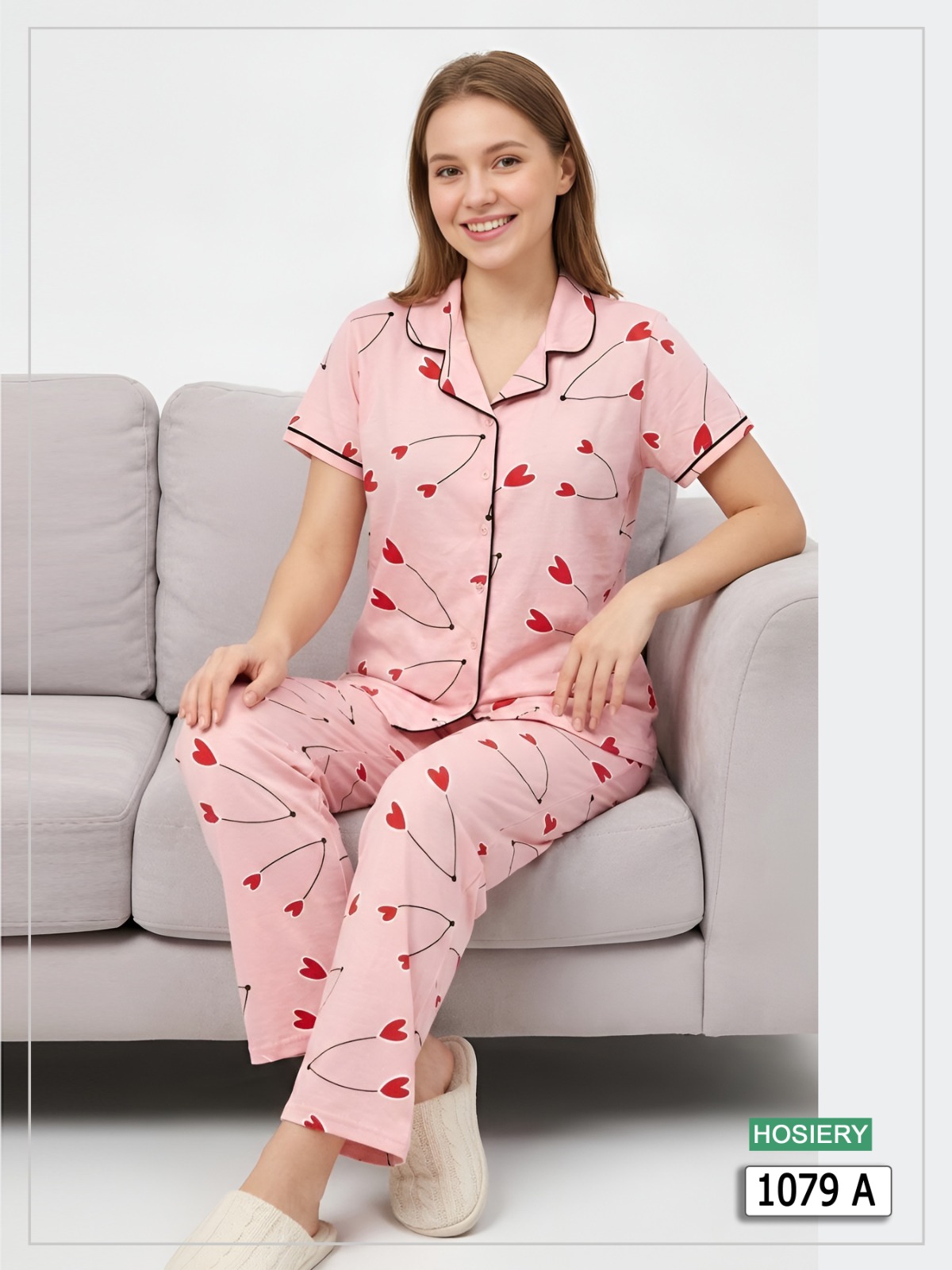 Pink Printed Night Suit