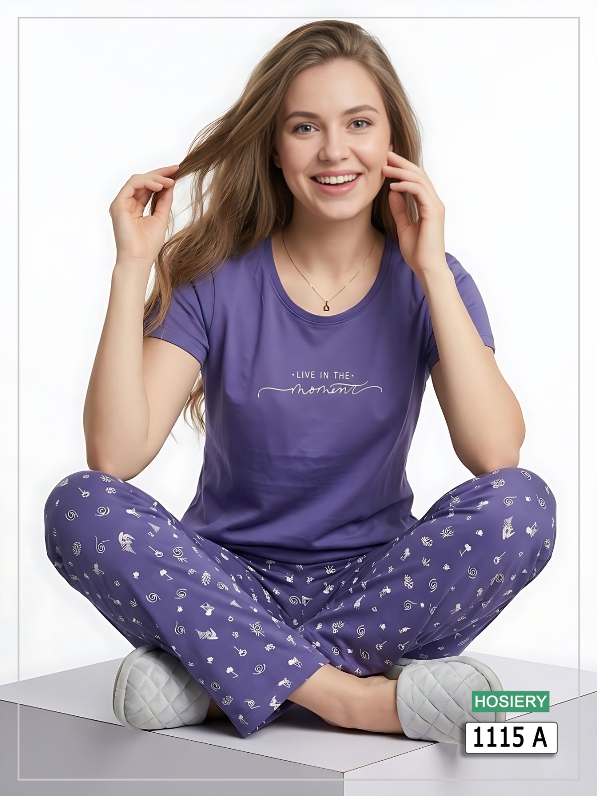 Purple Cotton Pyjama Set
