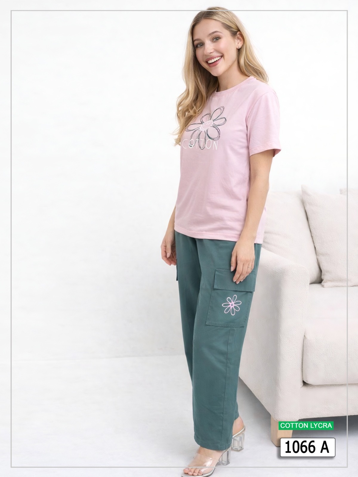 Cotton Lycra Floral Loungewear Set