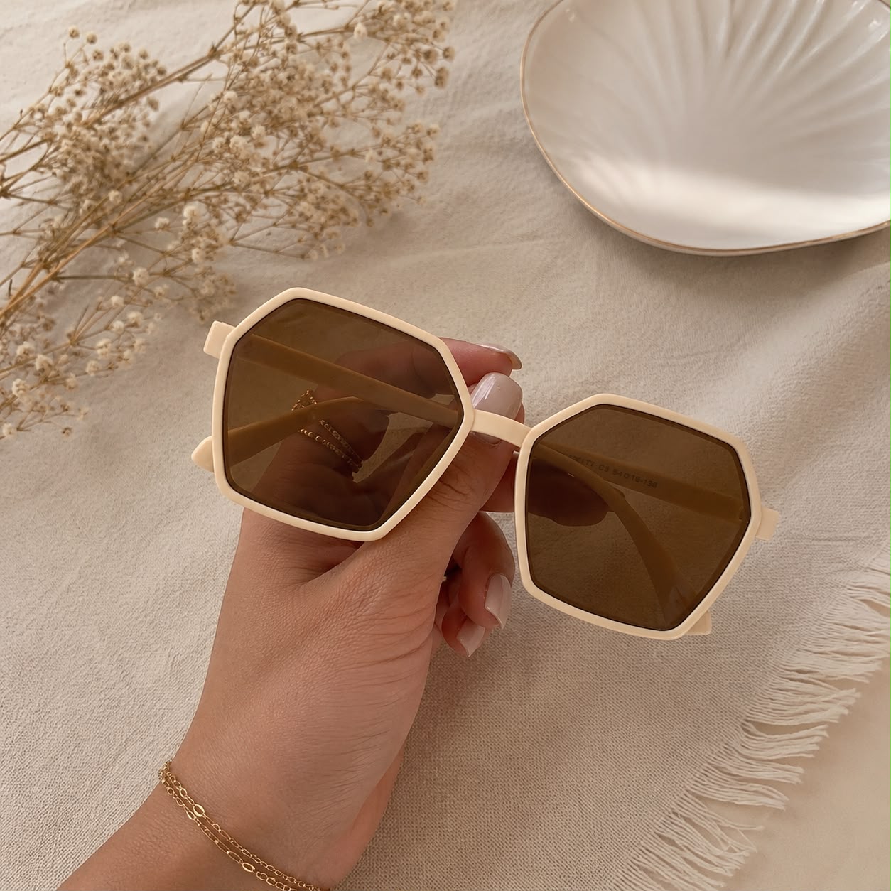 Lunettes de soleil Margot - Beige & Verres bruns
