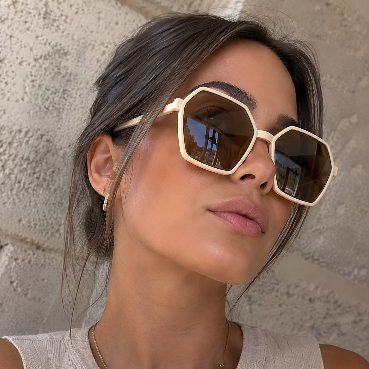 Lunettes de soleil Margot - Beige & Verres bruns