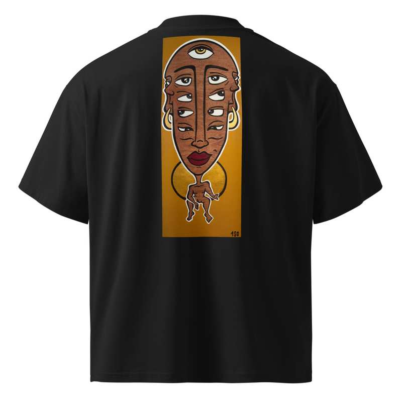 HOMNISCIENT - Unisex organic oversized high neck t-shirt - DOS