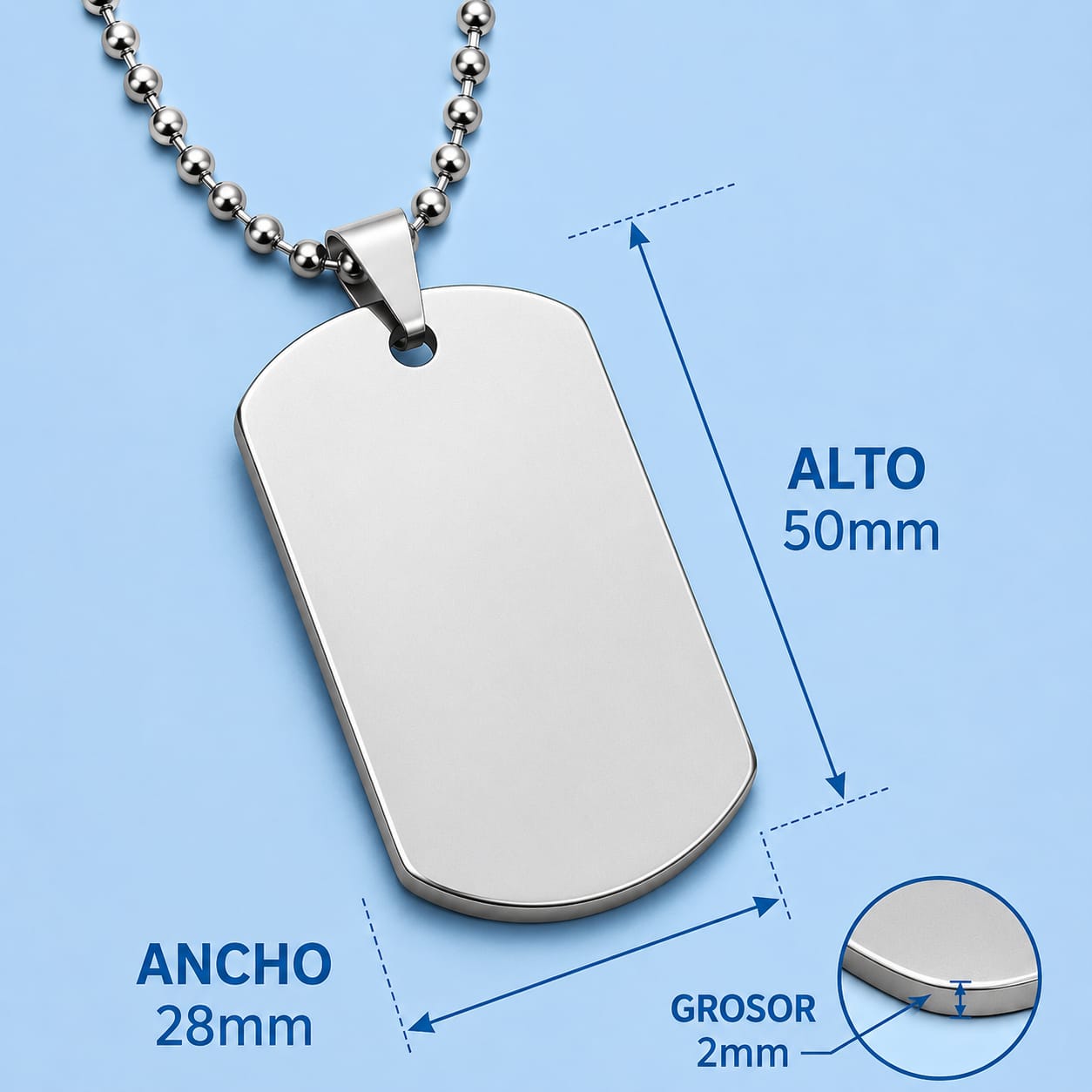 acero inoxidable - dog tag - estilo militar + cajita personalizado