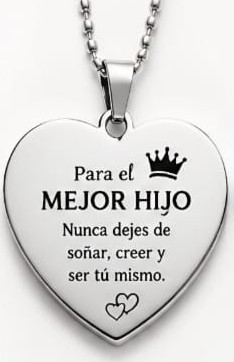 collar en forma de corazón - acero inoxidable - caja 