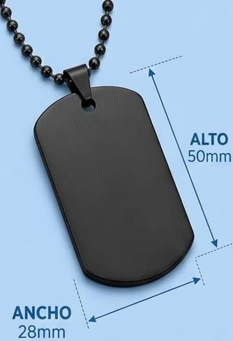 acero inoxidable - dog tag - estilo militar + cajita personalizado