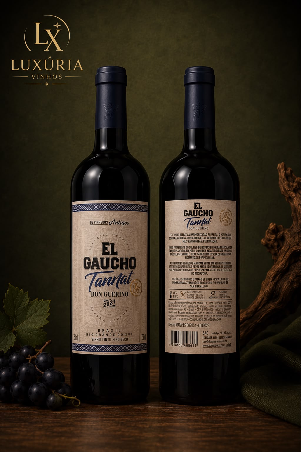 Vinho Don Guerino El Gaucho Tannat 2021 Tinto Seco 750ml
