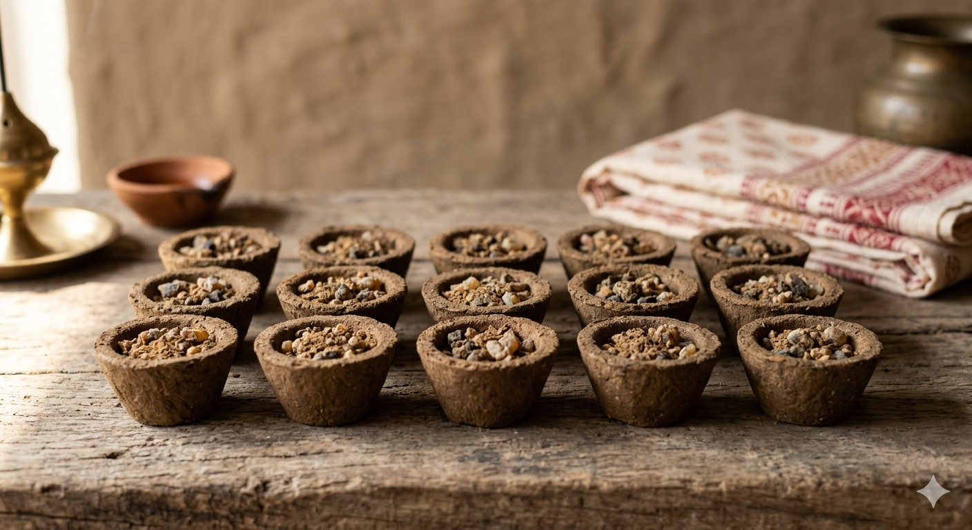 Cow Dung Hawan Cups (15 Pieces)