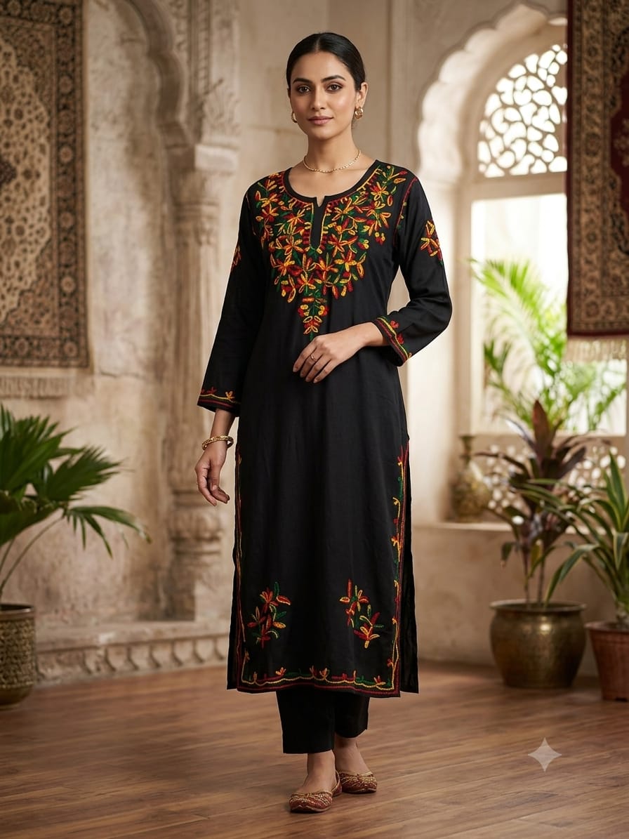 Premium Black Embroidered Kurti 