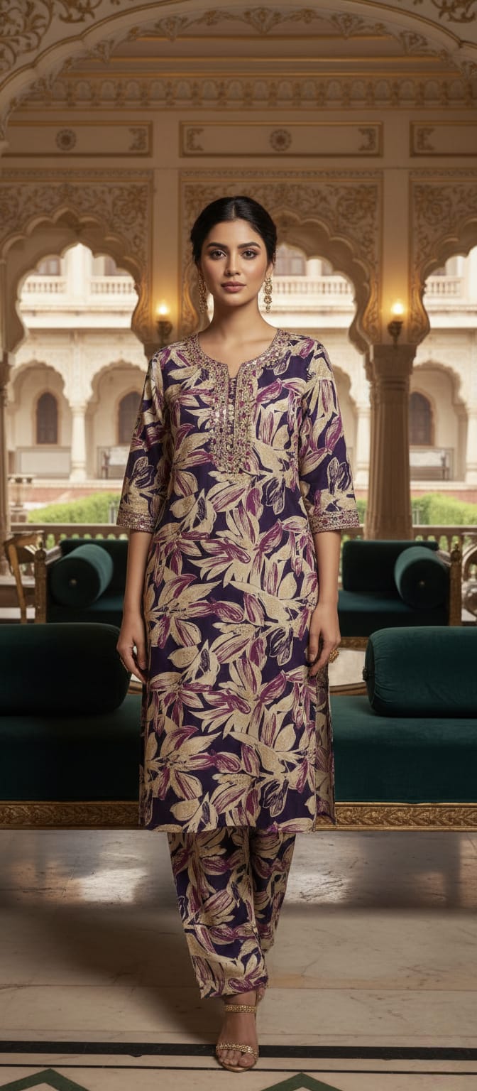 Stylish Floral Printed Kurta Set