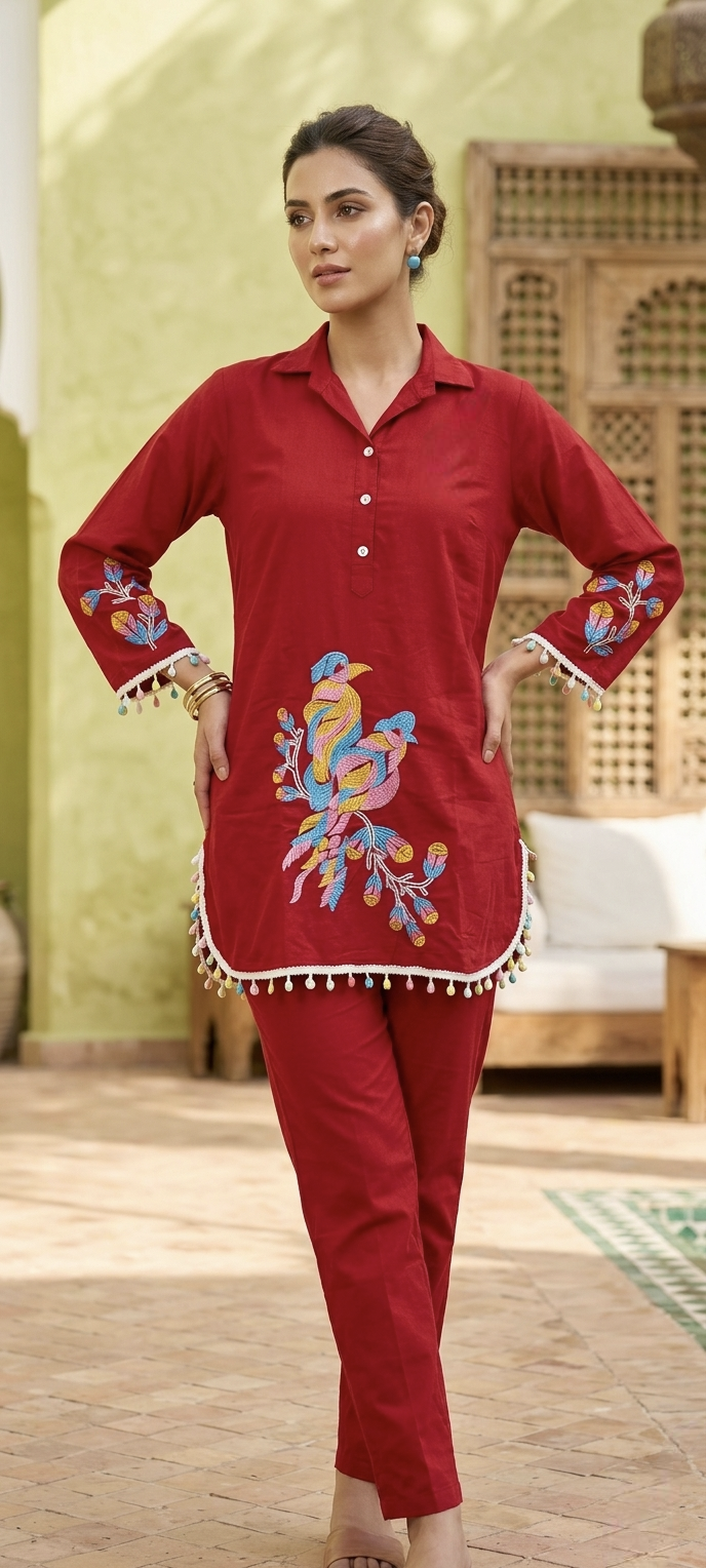 Embroidered Premium  Quality Cotton Cord Set