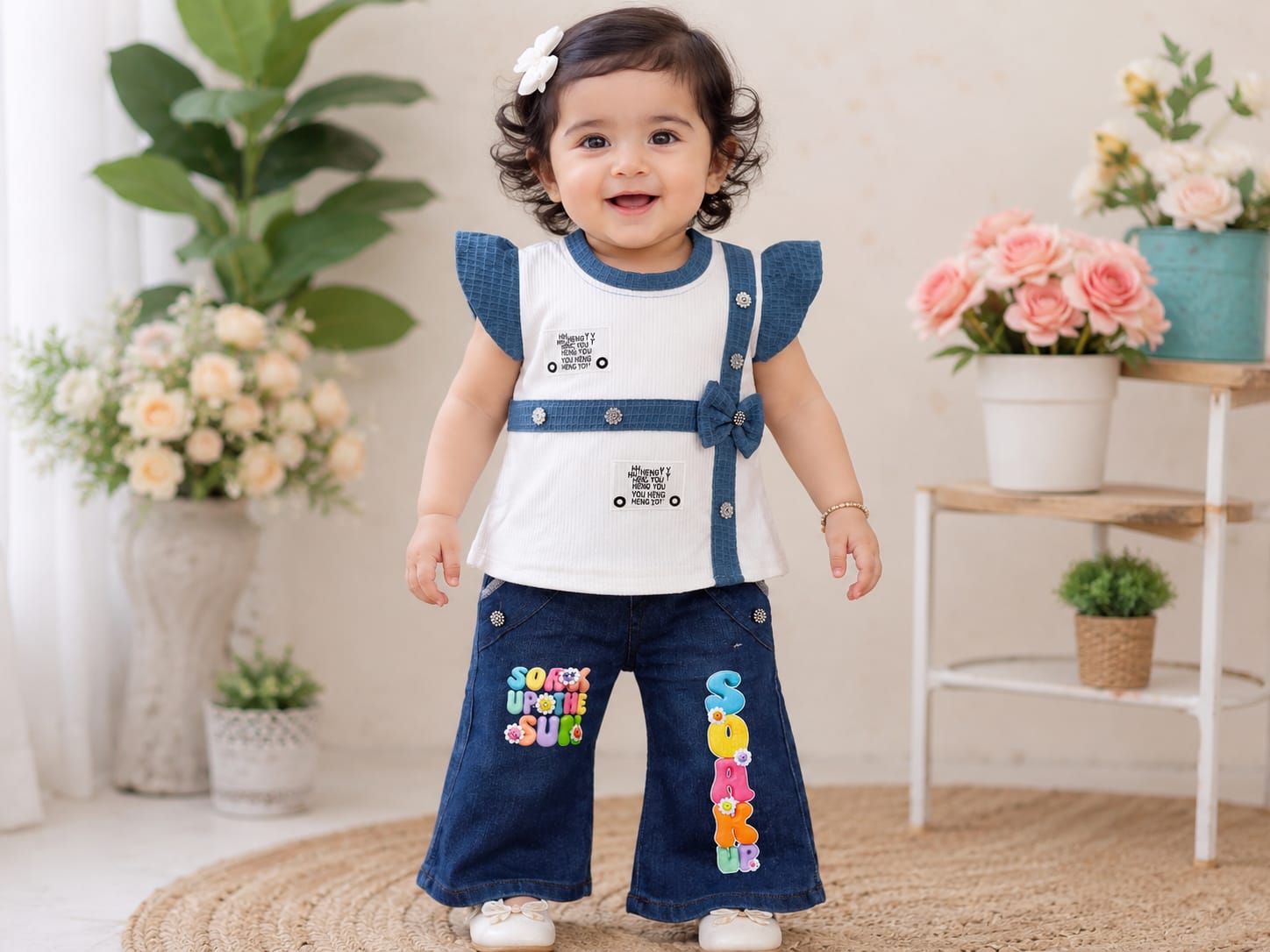Toddler Denim & White Outfit