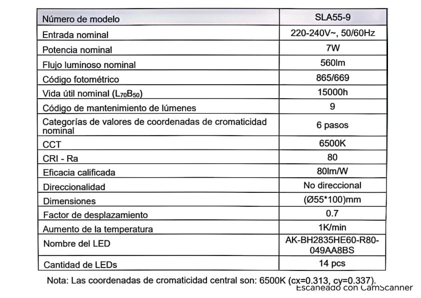 Lámpara LED SLA55-9 7W - SLA55-9 