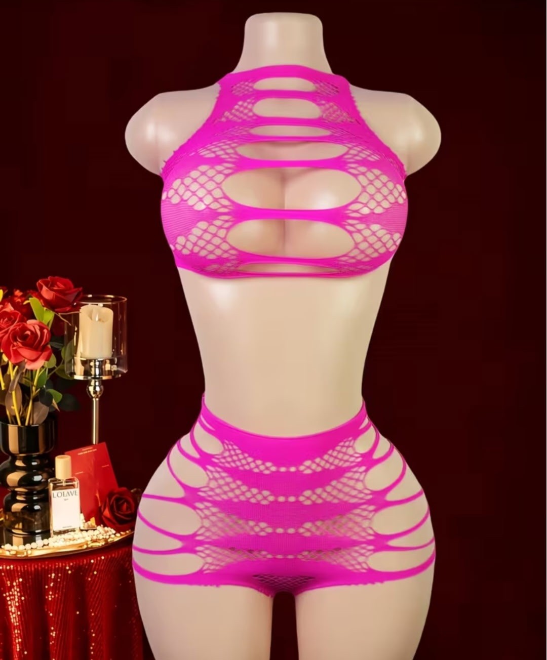Cutout Fishnet Lingerie Set